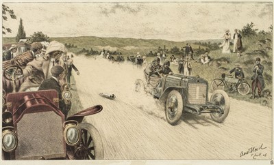 Lot 309 - Nevil (Andre, 20th century). A pair of motor racing prints c.1905