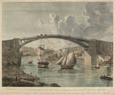 Lot 212 - Hunter (Henry). A South East view of the Cast Iron Bridge over the River Wear at Sunderland, 1796