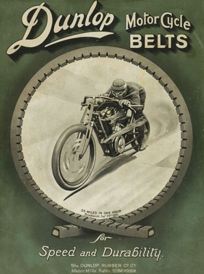 Lot 285 - Dunlop. A Dunlop Motor Cycle Belts advertising board c.1920