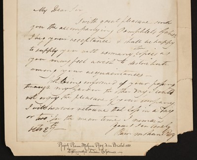 Lot 112 - Roy (Rammohan, 1772?-1833). Autograph letter signed to H. Jessop of Calcutta, c.1820-30