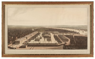 Lot 188 - Daniell (William). An Elevated View of the New Docks & Warehouses ... Isle of Dogs, 1802