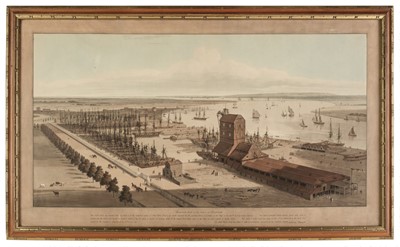 Lot 188 - Daniell (William). An Elevated View of the New Docks & Warehouses ... Isle of Dogs, 1802