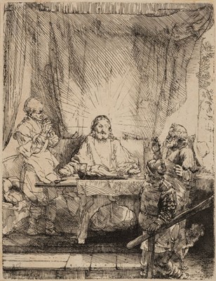 Lot 398 - Rembrandt (Harmensz. van Rijn, 1606-1669). Christ at Emmaus: The Larger Plate, 1654