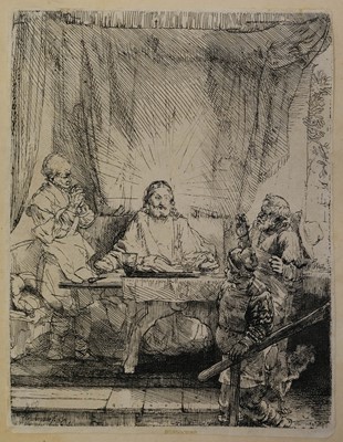 Lot 398 - Rembrandt (Harmensz. van Rijn, 1606-1669). Christ at Emmaus: The Larger Plate, 1654