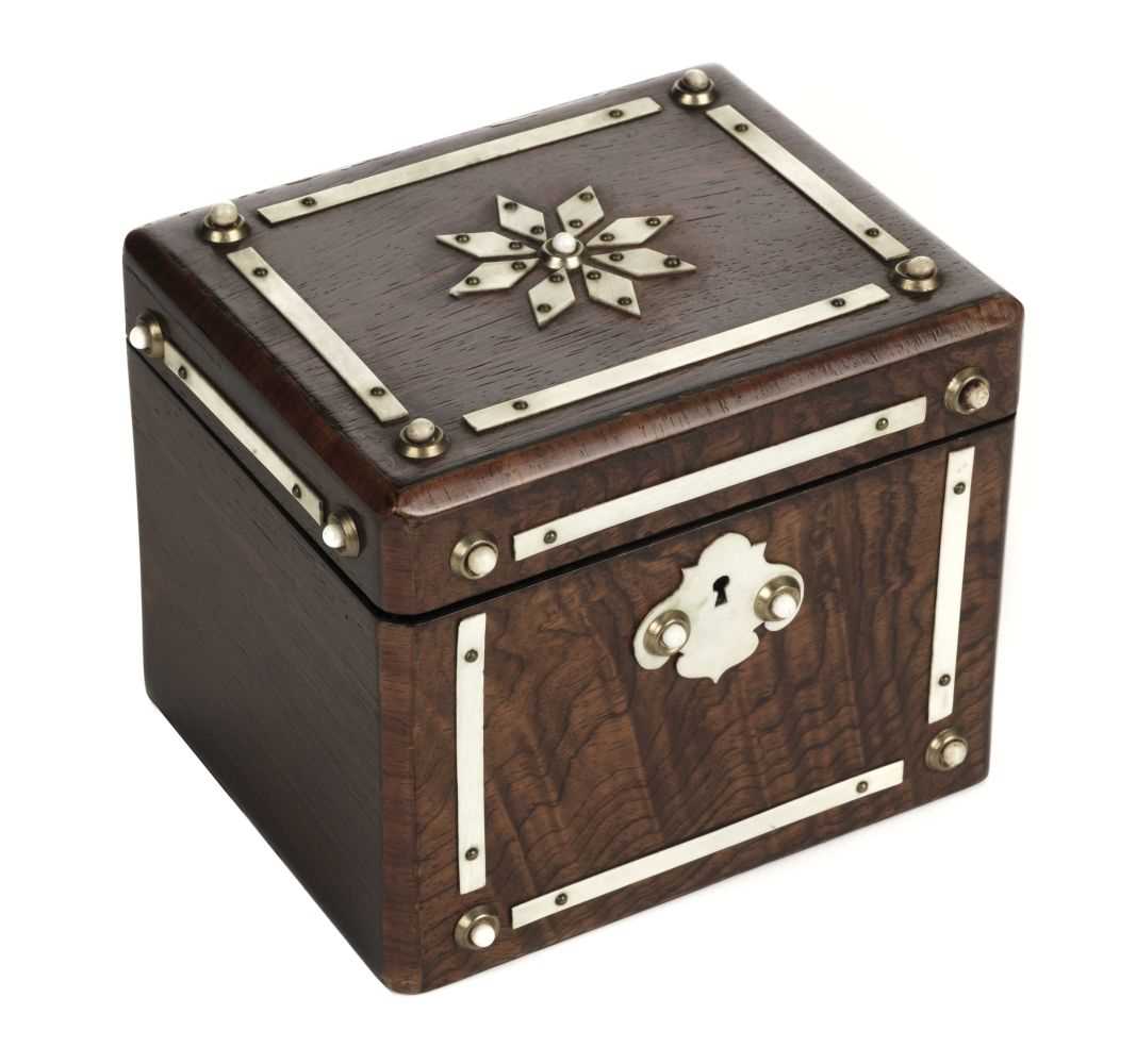 Lot 39 - Tea Caddy. A Victorian rosewood and ivory tea caddy
