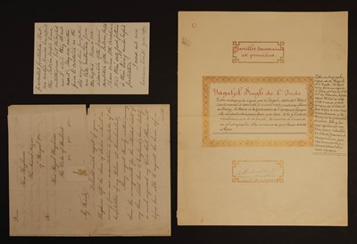 Lot 86 - India. Group of letters, 19th century, including Mansur Ali Khan, Sir Jagatjit Singh, & others