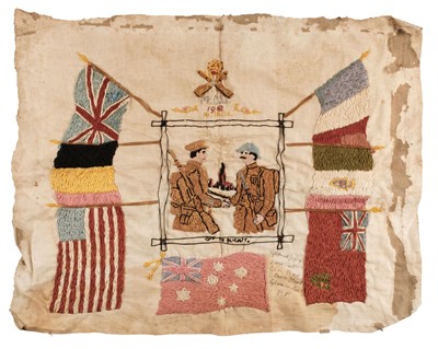 Lot 266 - WWI Hospital. Two embroideries done by wounded soldiers