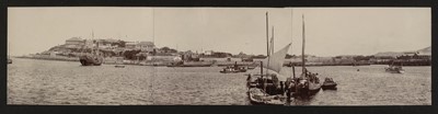 Lot 318 - China. Three-part gelatin silver print of (?)Chefoo Harbour, c. 1900s