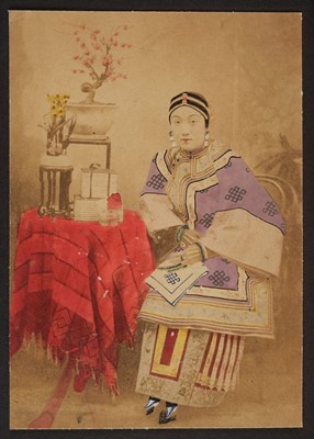 Lot 294 - China. Four hand-coloured albumen prints of Chinese women, c. 1880s