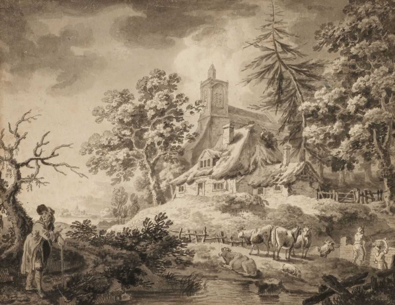 Lot 360 - Grimm (Samuel Hieronymus, 1733-1794). Cows and Figures in a Landscape, circa 1780s