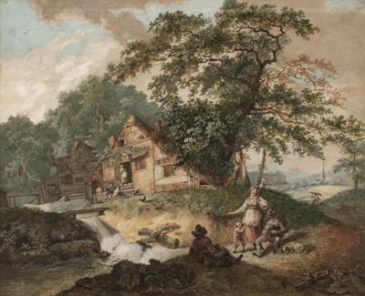 Lot 487 - Sasse (Richard, 1774-1849). Rustic Landscape with figures by an old mill