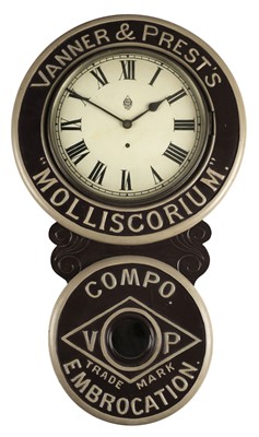 Lot 348 - Vanner & Prest. An American advertising clock for "Molliscorium"