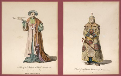 Lot 69 - China. Twelve plates from A Collection of the Dresses of Different Nations, 1757-72, and 1 other