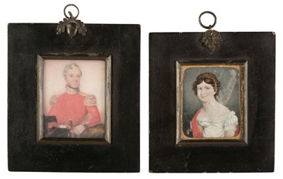 Lot 412 - Miniatures. Portrait of a Senior Officer of the British Army and another of his wife, c.1830