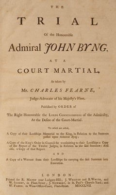 Lot 353 - Fearne (Charles). The Trial of the Honourable Admiral John Bing, 1757