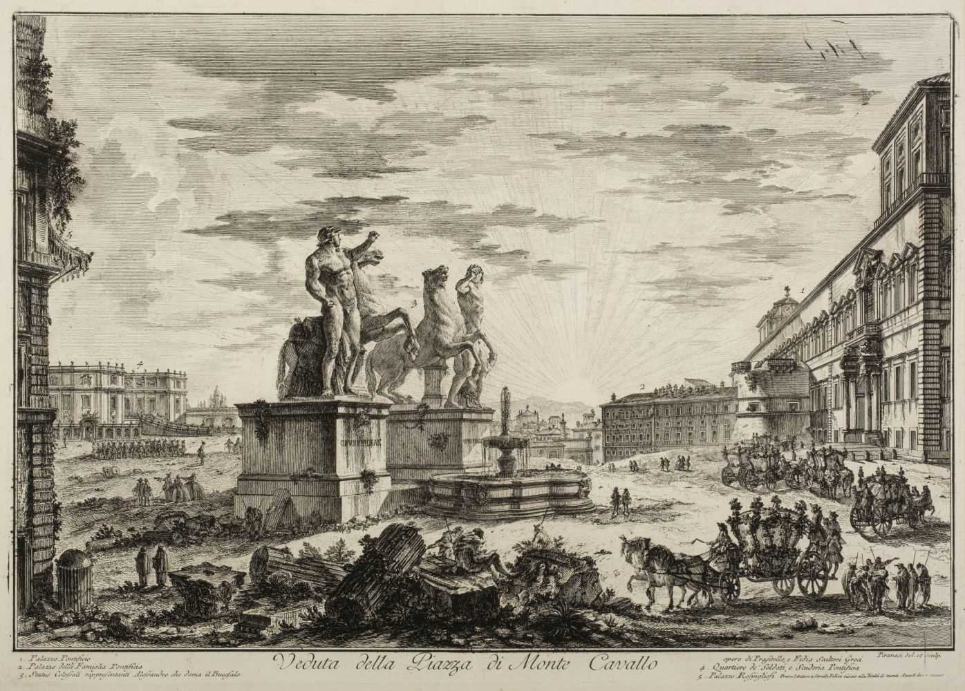 Lot 397 - Piranesi (Giovanni Battista, 1720-1778). Veduta della Piazza di Monte Cavallo, 1750