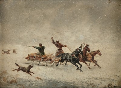 Lot 441 - Obit (L, 19th century). Russian Snow Landscapes with Huntsmen