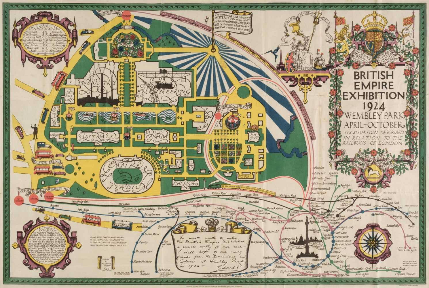 Lot 25 - London. North (Stanley Kennedy), Map of the British Empire Exhibition, 1924