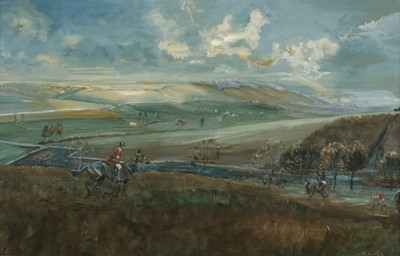Lot 614 - Lyne (Michael, 1912-1989). Landscape in Oxfordshire with the Heythrop Hunt