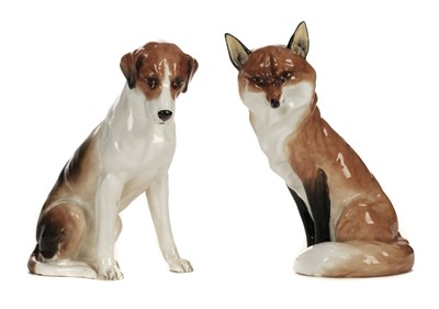 Lot 194 - Royal Worcester. Fox and Hounds, models and wall masks