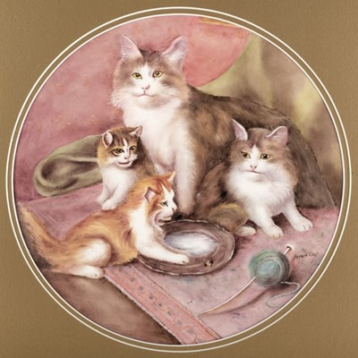 Lot 190 - Royal Worcester. A pair of cat wall plaques painted by Bryan Cox