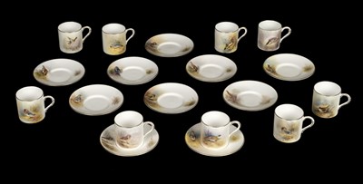 Lot 181 - Royal Worcester. A collection of coffee cans and saucers, Stinton etc