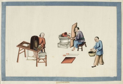 Lot 71 - Chinese Export School. Album of pith paintings (trades), Canton: Wing Tai Hing, 19th century