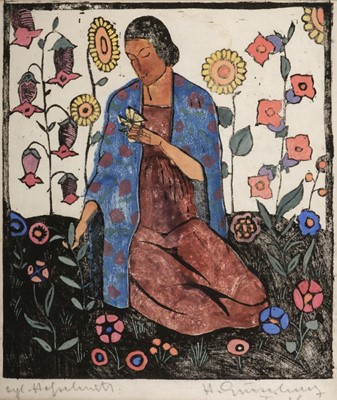Lot 538 - Gurschner (Herbert, 1901-1975). Seated Woman and Flowers