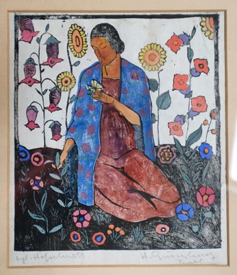 Lot 538 - Gurschner (Herbert, 1901-1975). Seated Woman and Flowers
