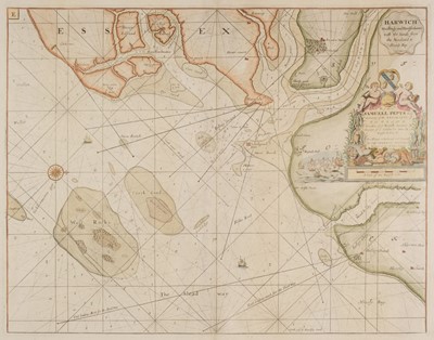 Lot 14 - Collins (Capt. Greenville). Three sea charts, circa 1720
