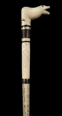 Lot 41 - Walking Stick. A 19th century whale bone walking stick