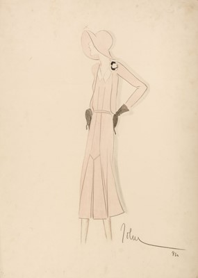 Lot 601 - Guida (John, 1896-1965). Fashion design for a pink day dress, circa 1930