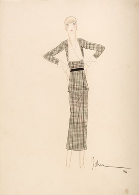 Lot 603 - Guida (John, 1896-1965). Fashion design for a plaid two-piece, circa 1930