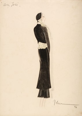 Lot 605 - Guida (John, 1896-1965). Fashion design for a black suit, circa 1930