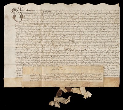 Lot 305 - Suffolk. Group of indentures, 17th century, including Charles I, Interregnum, & Charles II