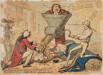 Lot 275 - Gillray (James). John Bull Ground Down, 1795