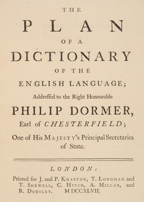 Lot 360 - Johnson (Samuel). The Plan of a Dictionary of the English Language, 1st edition, 1747