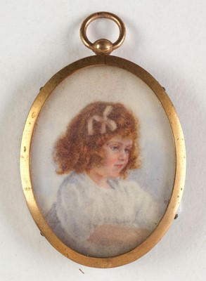 Lot 408 - English School. Oval portrait of a young girl, early 20th century