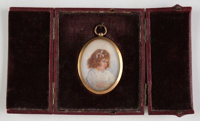 Lot 408 - English School. Oval portrait of a young girl, early 20th century