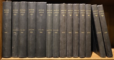 Lot 410 - Motor Cycle. The Motor Cycle, 14 volumes, 7 Mar 1946 - 27 Dec 1956