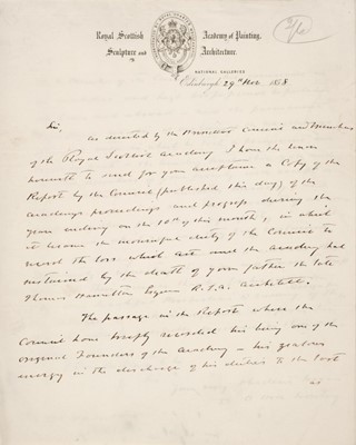 Lot 320 - Hill (David Octavius, 1802-1870). Autograph letter signed, 'D.O. Hill', 29 November 1858