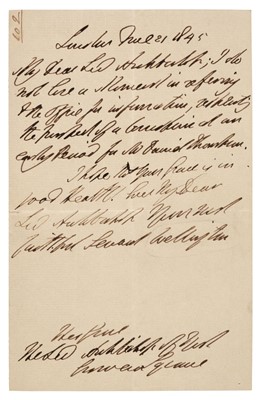 Lot 332 - Wellington (Arthur Wellesley, 1st Duke, 1769-1852). Autograph letter signed 'Wellington'