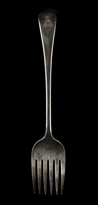 Lot 130 - Serving Fork. A George III silver fork by Eley, Fern & Chawner, London 1812