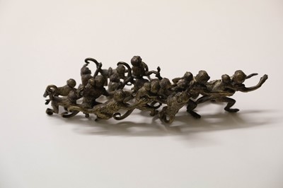 Lot 61 - Okimono. A Japanese bronze monkey okimono, Meiji (1868-1912)