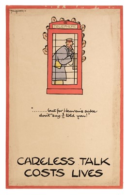 Lot 273 - Fougasse (pseud., really Cyril Kenneth Bird). Careless Talk Costs Lives, circa 1940