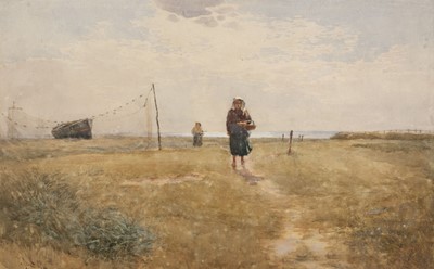 Lot 488 - Scott (Thomas, 1854-1927). Coastal scene with fisherwomen, 1881