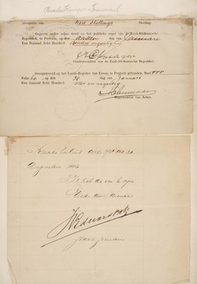 Lot 321 - Kruger (Paul, 1825-1904, President of the Transvaal, 1883-1900). Document signed