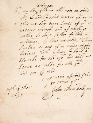 Lot 192 - Chaloner (Sir Thomas, the elder, diplomat and writer, 1521-1565). Autograph inscription signed