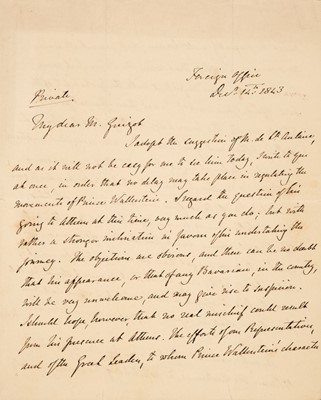 Lot 316 - Greece and the Anglo-French Entente. An important autograph letter signed from Lord Aberdeen