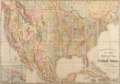 Lot 456 - United States. Rand, McNally & Co's New Official Railroad map of the United States,1900